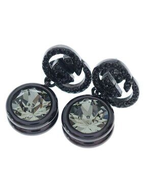 Gucci GG Logo Rhinestone Single Earring Black